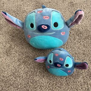 Disney Stitch Squishmallow Valentine’s Plush Lot 8” & 5” Blue Kisses Hearts #R